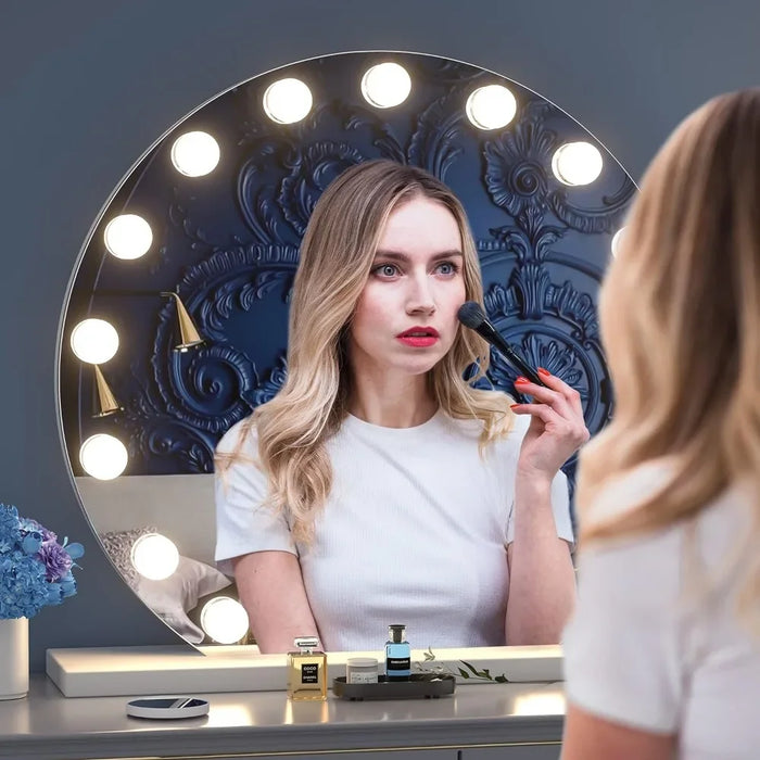 Vanity Mirror with Lights, 32" x 28" Makeup Mirror, Mirror with Lights, 10X Magnification and Smart Touch Dimmable 3 Modes,White