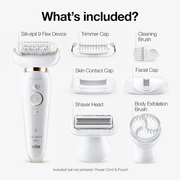 Braun  9-030 Epilator w/ Flexible Head，Facial Hair Removal for Women and Men，Hair Removal Device，Cordless，Rechargeable，Wet & Dry