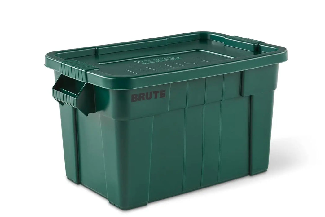 Rubbermaid Commercial Products Brute Tote Storage Container with Lid-Included, 20-Gallon, Dark Green, Reusable