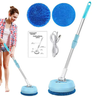 Electric Mop 180 Rotatable Round Broom Adjustable Super Absorbent Floor Cleaner Window Cleaning Tool For Hardwood Tile Bathroom