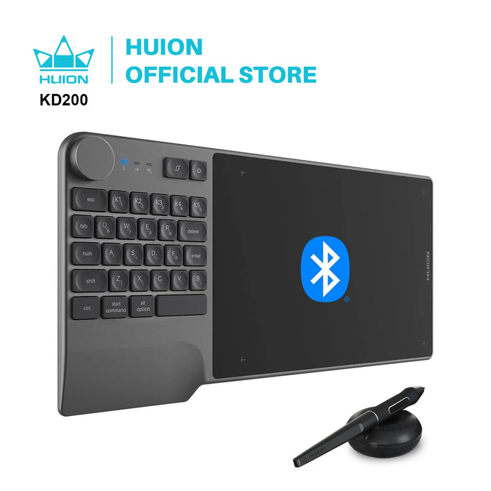 Huion KD200 Digital Drawing Tablet OSU Game Keydial Battery-Free Pen Wireless Graphics Tablets with Keyboard