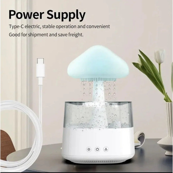 Humidifier Water Drip with Adjustable LED Lights White Noise Humidification Desk Fountain Bedside Sleeping Relaxing Mood