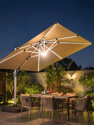 Outdoor solar umbrella courtyard garden large LED lamp day and night outdoor stall Roman umbrella