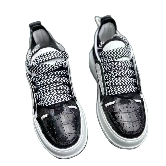 BATMO 2023 new arrival Fashion crocodile skin causal shoes men,male Genuine leather sneakers pdd160