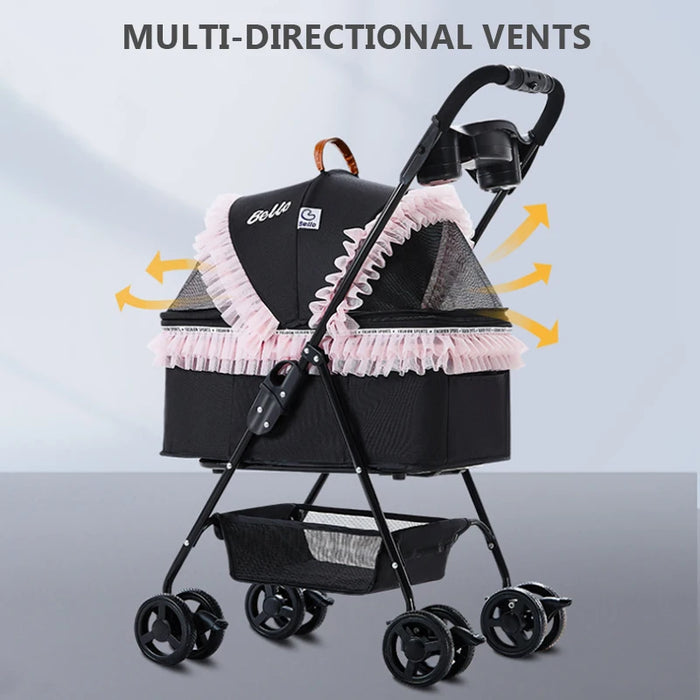 Princess series universal wheel cat and dog stroller universal pet stroller