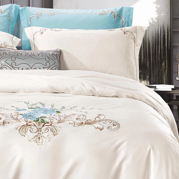 High-end Chic Embroidery Princess White Bedding Set Luxury Europe Style Long-staple Cotton Duvet Cover Bed Sheet Pillowcases