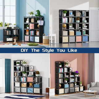 Bookshelf, 20 Cube Storage Organizer, Tall Bookcase, Closet Storage Organizer, Black, Metal Cube Bookshelf