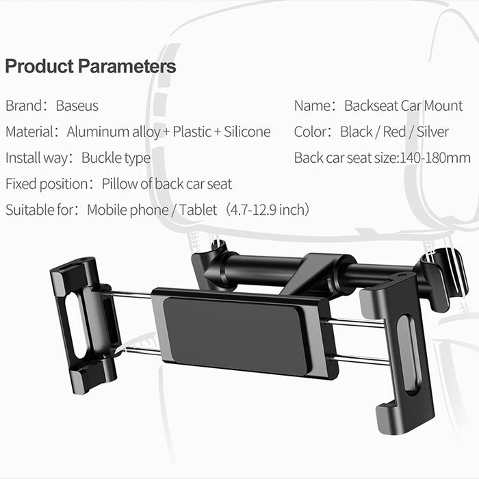 Baseus Car Back Seat  Phone Holder Headrest Holder for 4.7-12.9 inch Pad Backseat Mount for Pad Tablet PC Auto Headrest Holder