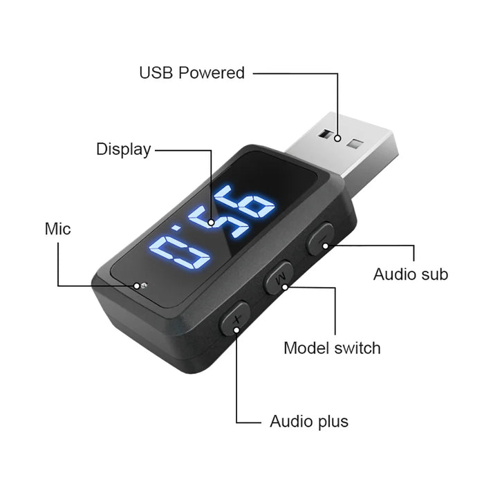 Car Bluetooth 5.3 FM02 Mini USB Transmitter Receiver with LED Display Handsfree Call Car Kit Auto Wireless Audio For Fm Radio