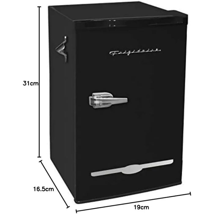 FRIGIDAIRE EFR376-BLACK 3.2 Cu Ft Black Retro Bar Fridge with Side Bottle Opener