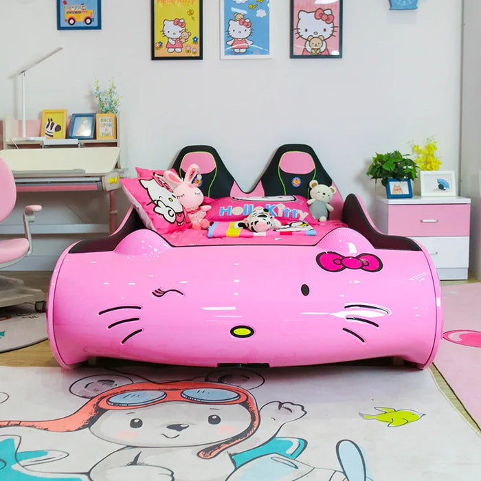 Children's bed girl pink princess bed cloud rabbit ear bed girl car  cat modeling lighting music