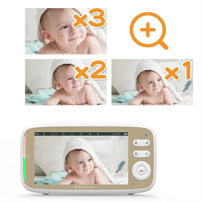 Digital 3X Zoom VOX Night Vision Baby Monitor Camera Two Way Talk 5" 720P Wireless Babyphone Video Sans Fil Baby Monitor HD Wifi