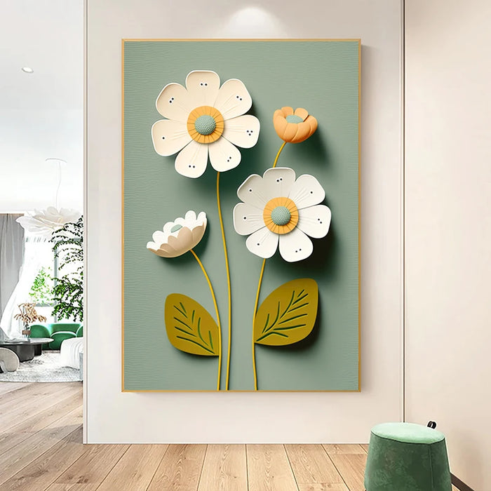 Abstract 3D Flowers Leaf Posters Plants Painting Wall Art Pictures for Living Room Bedroom Nordic Cuadro Home Decor No Frame