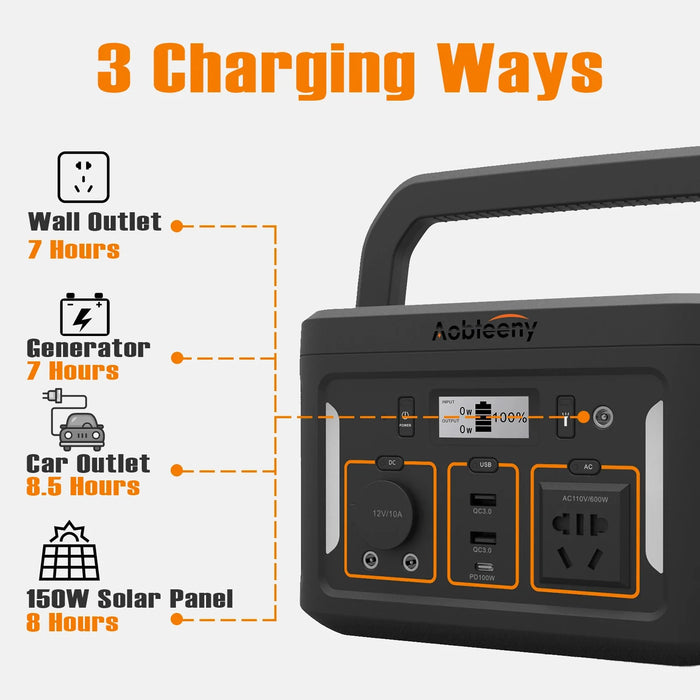 Outdoor 600W Backup Lithium Battery power bank with 300w 500w 800w 1000w 2000w 3000w Solar Panel Portable Solar Power Station