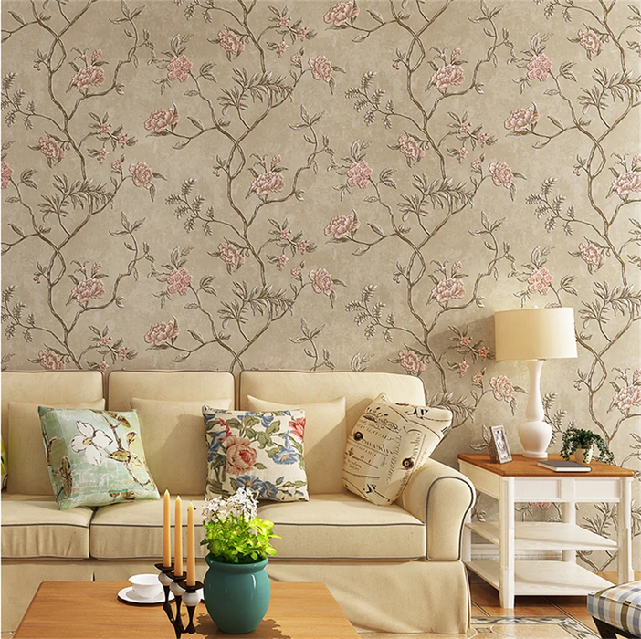 3D three-dimensional retro American pastoral floral wallpaper European luxury bedroom living room background papel de parede