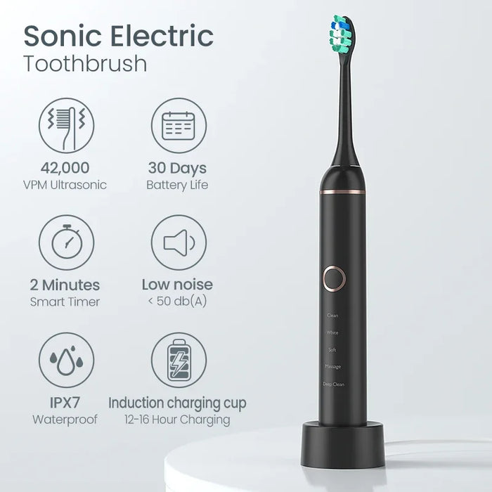 Powerful Wireless Rechargeable Adult Electronic Washable Whitening Tooth Brush Ultrasonic Electric Toothbrush