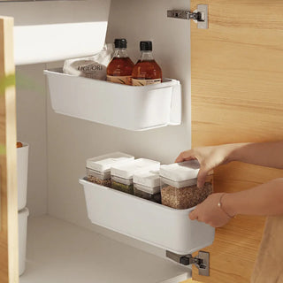Punch-free Under Sink Storage Shelves Kitchen Organizer Push-pull Drawer Shelf Wall-mounted Cabinet Organizer Bathroom Baskets