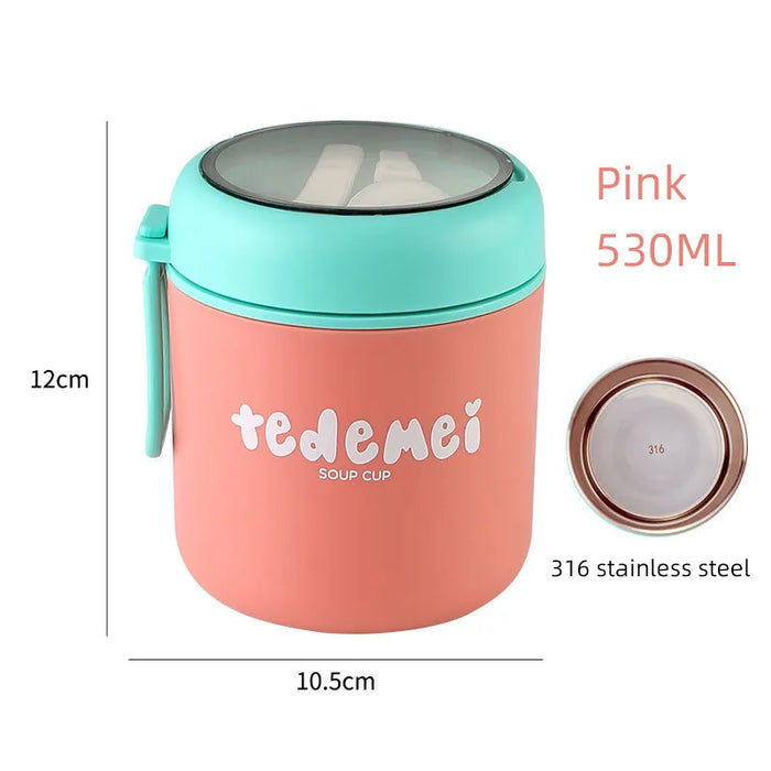 510/710ML Stainless Steel Lunch Box With Spoon Children Bento Soup Cup Food Thermal Jar Portable Insulated Breakfast Tableware