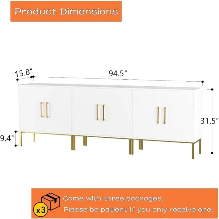 Accent Storage Cabinet with Doors and Adjustable Shelf, Freestanding Office Cabinet, Modern Sideboard Buffet Cabinet