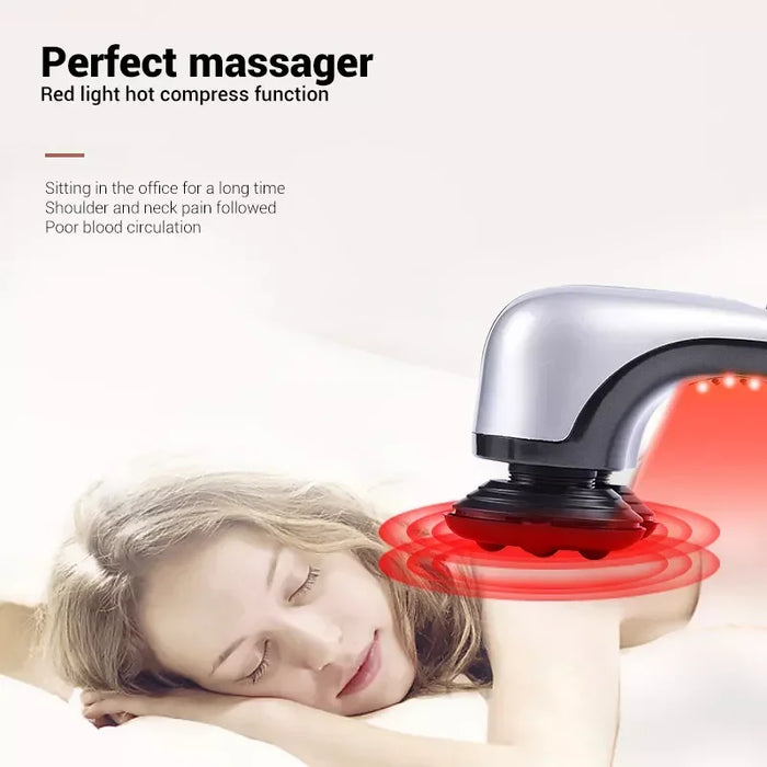 Electric Handheld Back Massager Infrared Heating Hammer Massager With Double Head Used To Full Body Massage Pain Relief