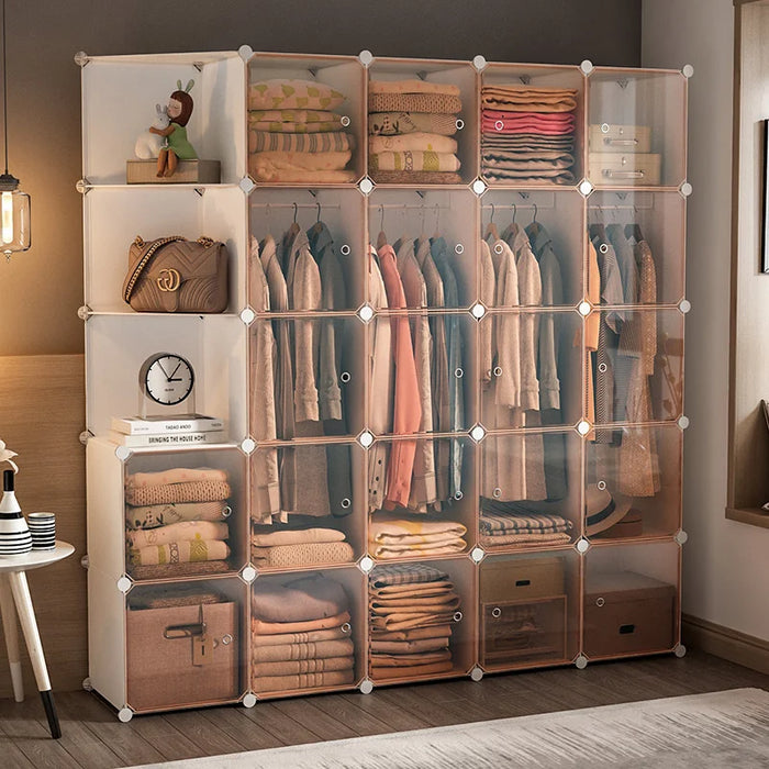 Simple wardrobe, home bedroom, assembly, transparent door, dormitory cloth wardrobe, children's storage cabinet