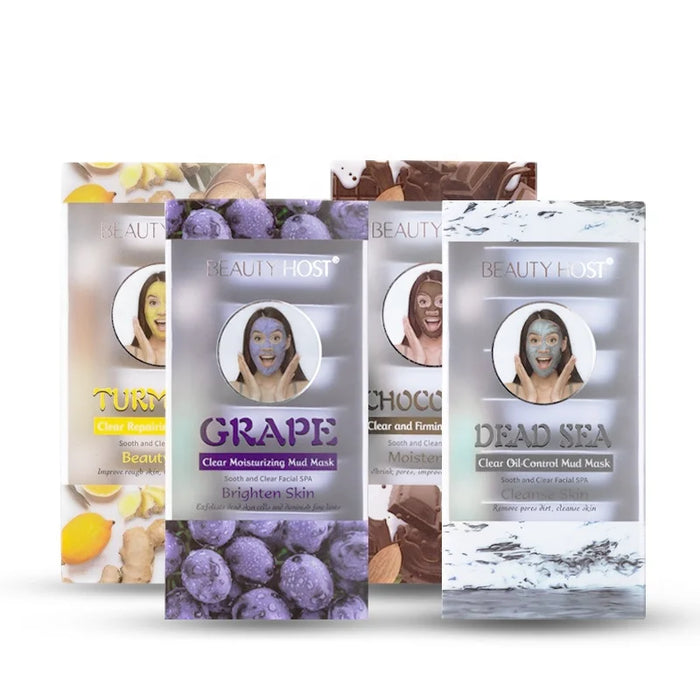 Beauty Host Grape Chocolate Turmeric and Blueberry Mud Mask for Skin Care Cosmetics Wash Off Dead Sea Clay Facial Mask