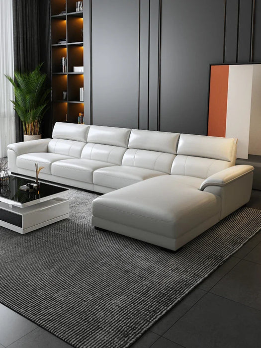 Leather sofa living room combination, first floor, leather size, leather art with sound, simple Italian style, new in 2022