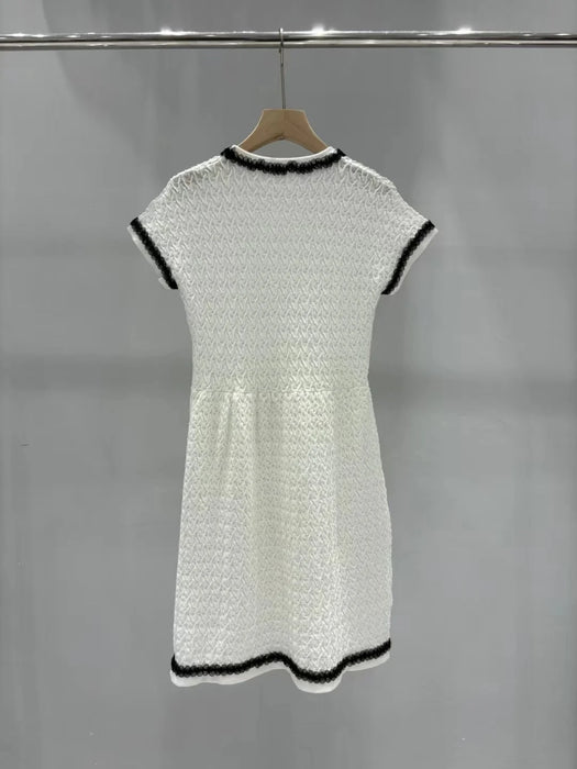 2024 Summer New High Quality Women's Wear Fashionable round neck slim fit lace lace knit dress 0610