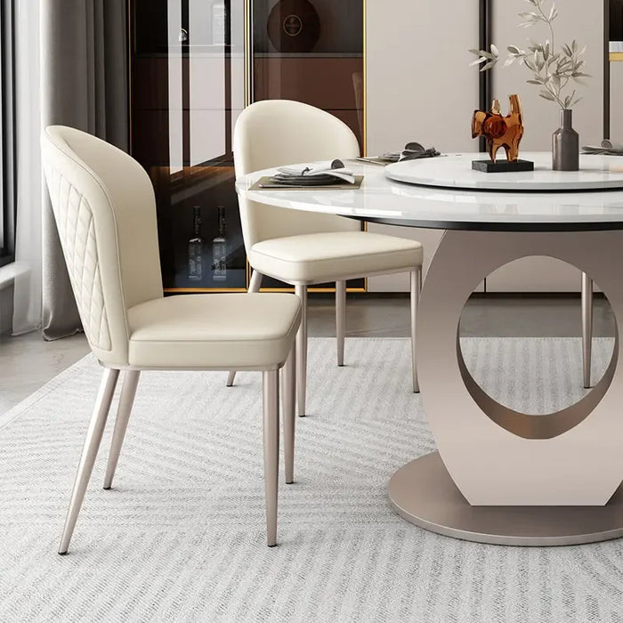 Italian light extravagant slate table and chair combination modern simple round marble table with turntable