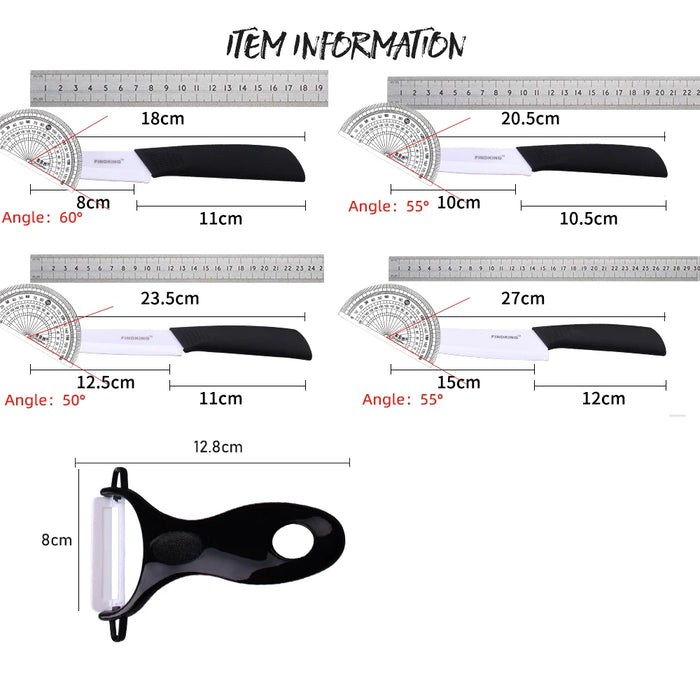 FINDKING  2018 New Zirconia kitchen knife set Ceramic Knife set 3" 4" 5" 6" inch+ Peeler+ Covers Chef Fruit Utility Knife