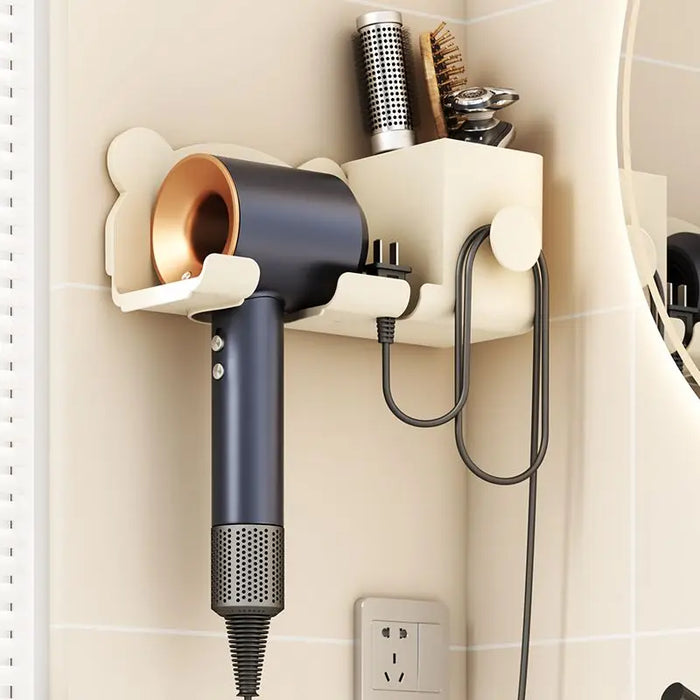 High Appearance Level Hair Dryer Storage Rack Bathroom Supplies Perforation-free Wall Hanging Electric Air Blower Storage Holder