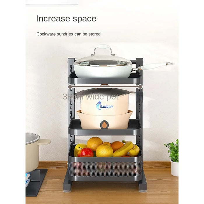 Vertical Countertop Kitchen Accessories Multilayer Pot Storage Shelf Adjustable Vegetables And Fruits Storage System