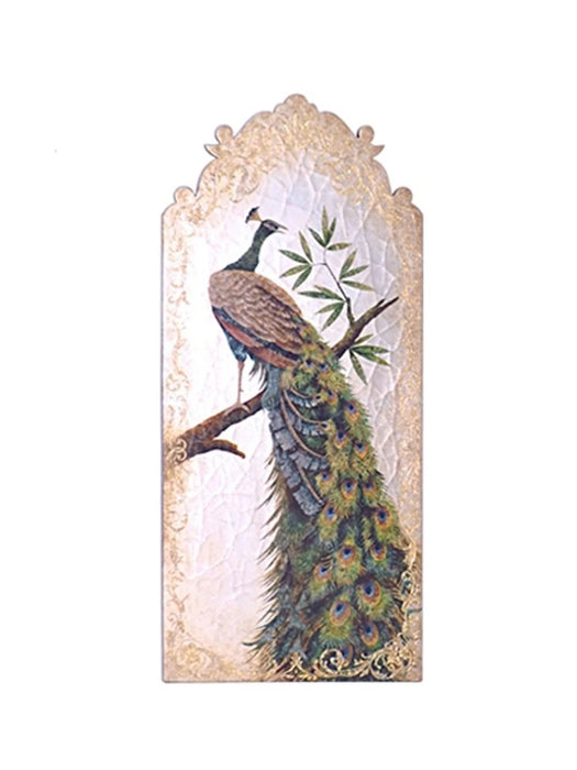 European hand painting rubber wood home 1.37 meters high long peacock pattern hanging picture wall hanging