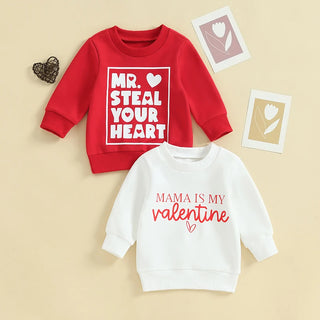 2023-10-17 Lioraitiin 0-3Y Toddler Baby Girl Valentines Day Outfit Letter Print Crewneck Sweatshirt Pullover Sweater Shirt