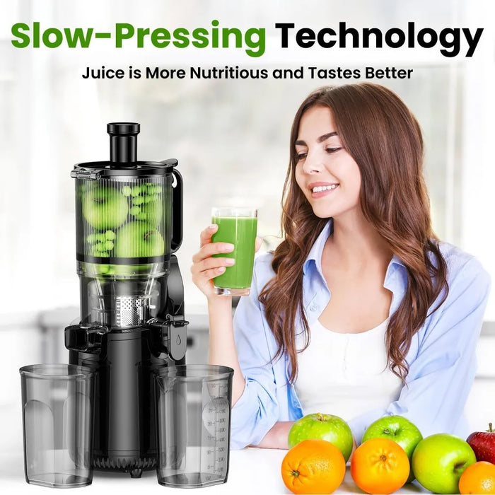 Cold Press Juicer, with 5.3" Extra Large Feed Chute Fit Whole Easy Clean Self Feeding Effortless for Batch Juicing