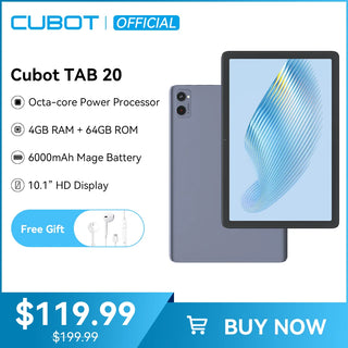 Cubot 2023 New TAB 20, 10.1" Inch Android 13 Tablet, 4GB+64G, Octa-Core Processor, 6000mAh Battery, 4G Dual SIM, WIFI Pad