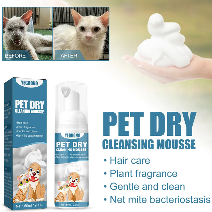 Cat Dry Shampoo No Rinse Dogs Cats Cleaning Mousse Pet Grooming Supplies For Safe Bathless Cleaning And Odor Eliminator