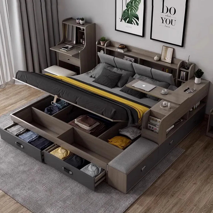 Storage Modern Double Bed Bedroom Unique Lounge Multifunctional Double Bed Queen Size Boys Camas De Dormitorio Home Furniture