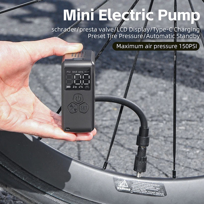 WEST BIKING Bike Pump Portable Mini Electric Air Pump 150PSI Tire Inflator Car Bike Motorcycle Bicycle Pump With LCD Display