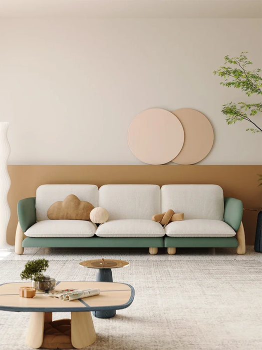 Original design living room Modern Nordic small family fabric sofa Simple solid wood ins wind cotton linen sofa