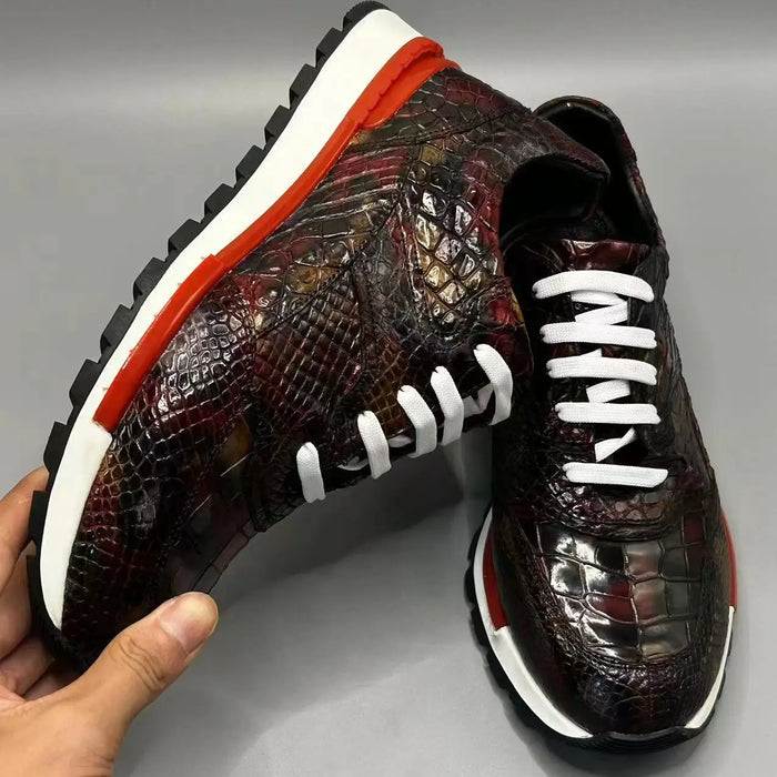 BATMO 2023 new arrival Crocodile skin causal shoes men,male Genuine leather sneakers PDD179