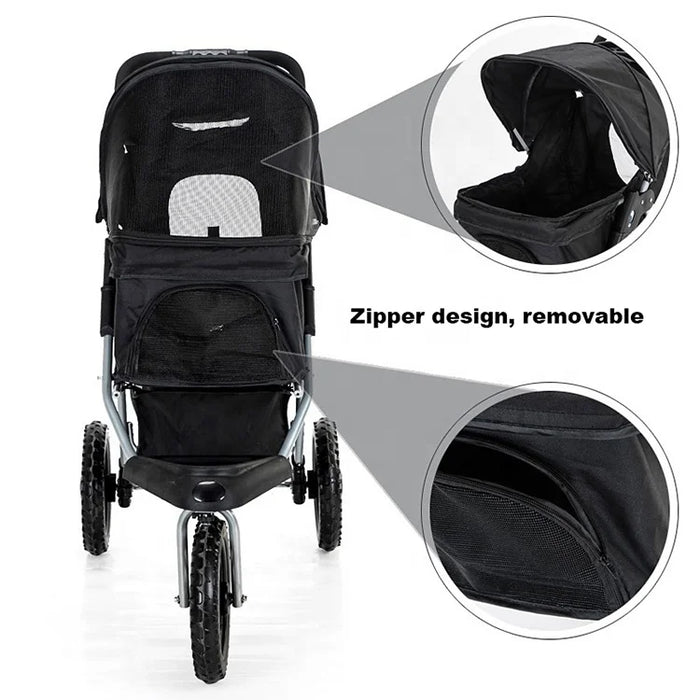 Multiple Colors Pet Travel Trolley Carrier Fold Carrier Strolling Cart Three Wheel Pet Stroller For Dogs And Cats