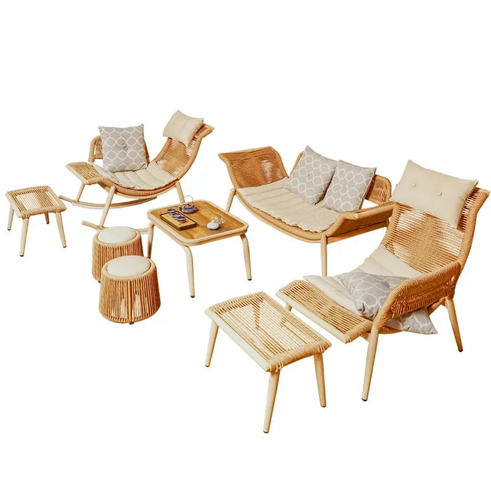 Outdoor sofa rattan woven waterproof sunscreen rattan chair courtyard outdoor recliner leisure chair sunlight room furniture