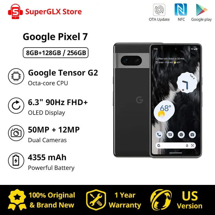 US Version Google Pixel 7 5G Smartphone 6.3" 8GB RAM 128GB/256GB ROM 4355mAh 50MP NFC Octa Core 4G LTE Android 13 Mobile Phone