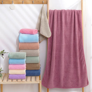 Solid Color Pineapple Grid Bath Towel set Coral Velvet Water Absorbing Bathroom Towel Home Quick Drying Bath Towel beach towel