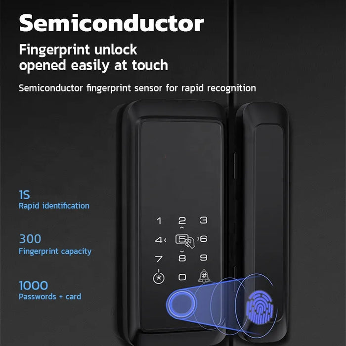 Normal Glass Sliding Lock Smart Keyless Door Lock with Biometric Fingerprint Unlock