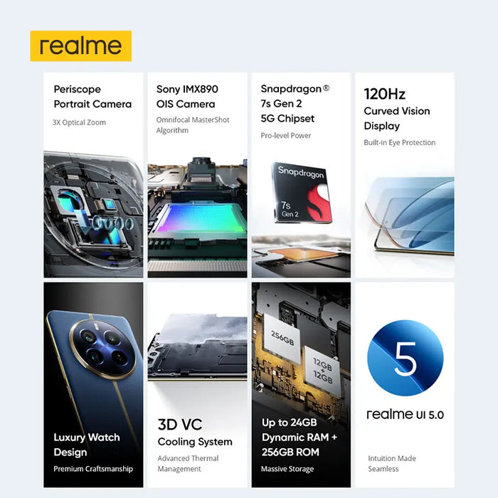 [World Premiere] realme 12 Pro Plus 5G Smartphone 64MP Periscope Portrait Camera 50MP Sony IMX890 OIS Camera Snapdragon 7s Gen 2