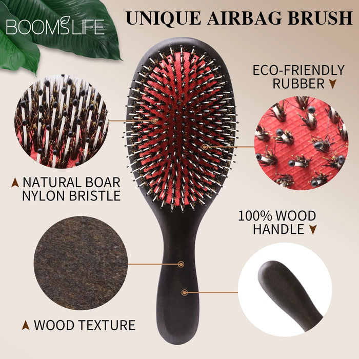 Steel Hair Brush Women Custom Name Wood Hair Brush Metal Stainless Pin Hairbrush Head Scalp Massage Comb Brosse Cheveux Femme