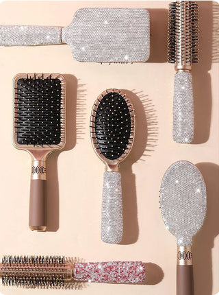Luxury Rhinestone Comb Portable Travel Massage Hair Comb Anti-static Detangling Hairbrush Hairdressing Bling Beauty Tool Decor