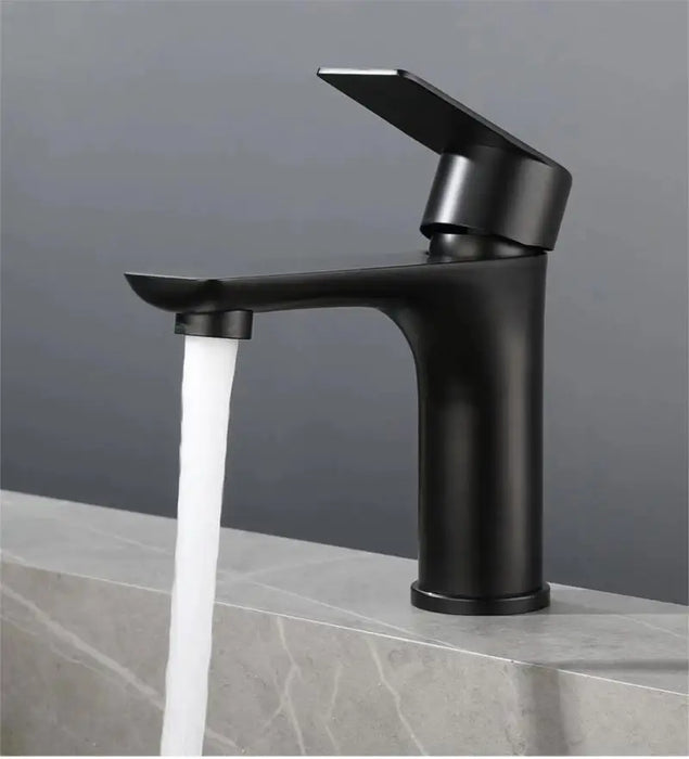 Stainless Steel Hot And Cold Water Faucet Basin Basin Basin Wash Basin Black Gun Gray Flat Simple Household Faucet